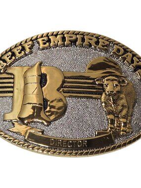 Beef Empire Days Belt Buckle 1983 Director 24k Gold Plated Garden City Kansas